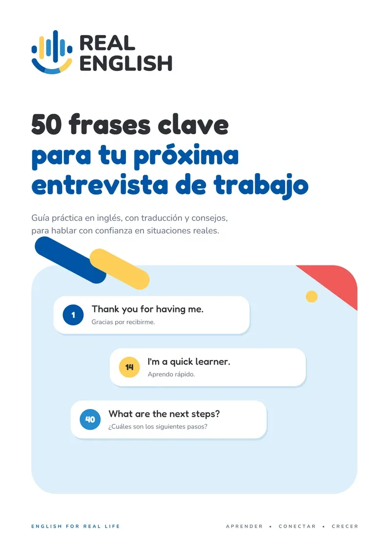 Portada de la guía gratuita: 50 frases clave para tu próxima entrevista de trabajo